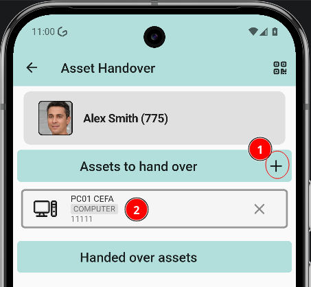 User profile with asset actions