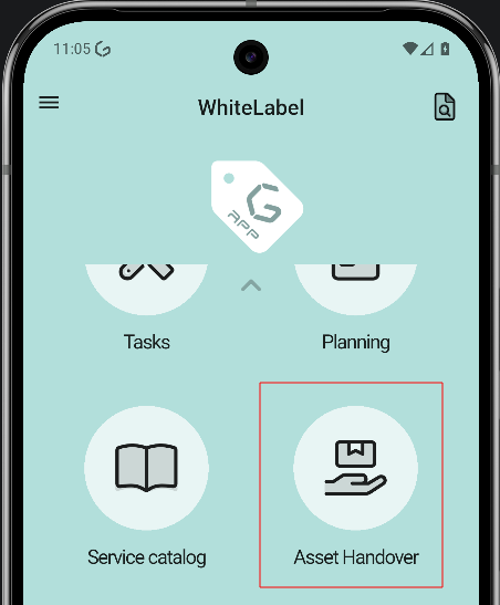Side menu with Asset Handover