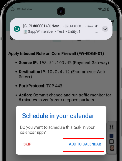 Add to calendar prompt