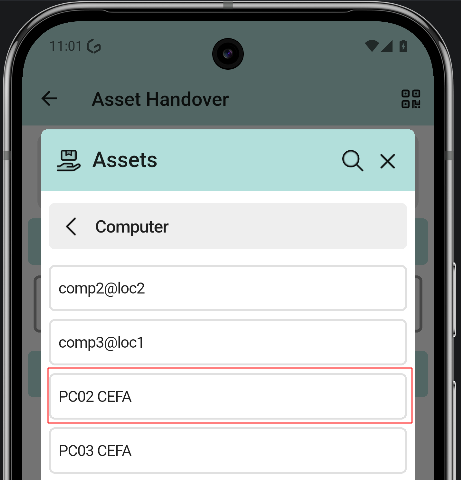 Asset selected