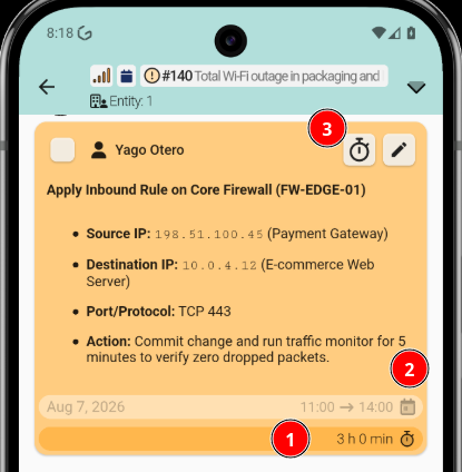 Planned task in the ticket
