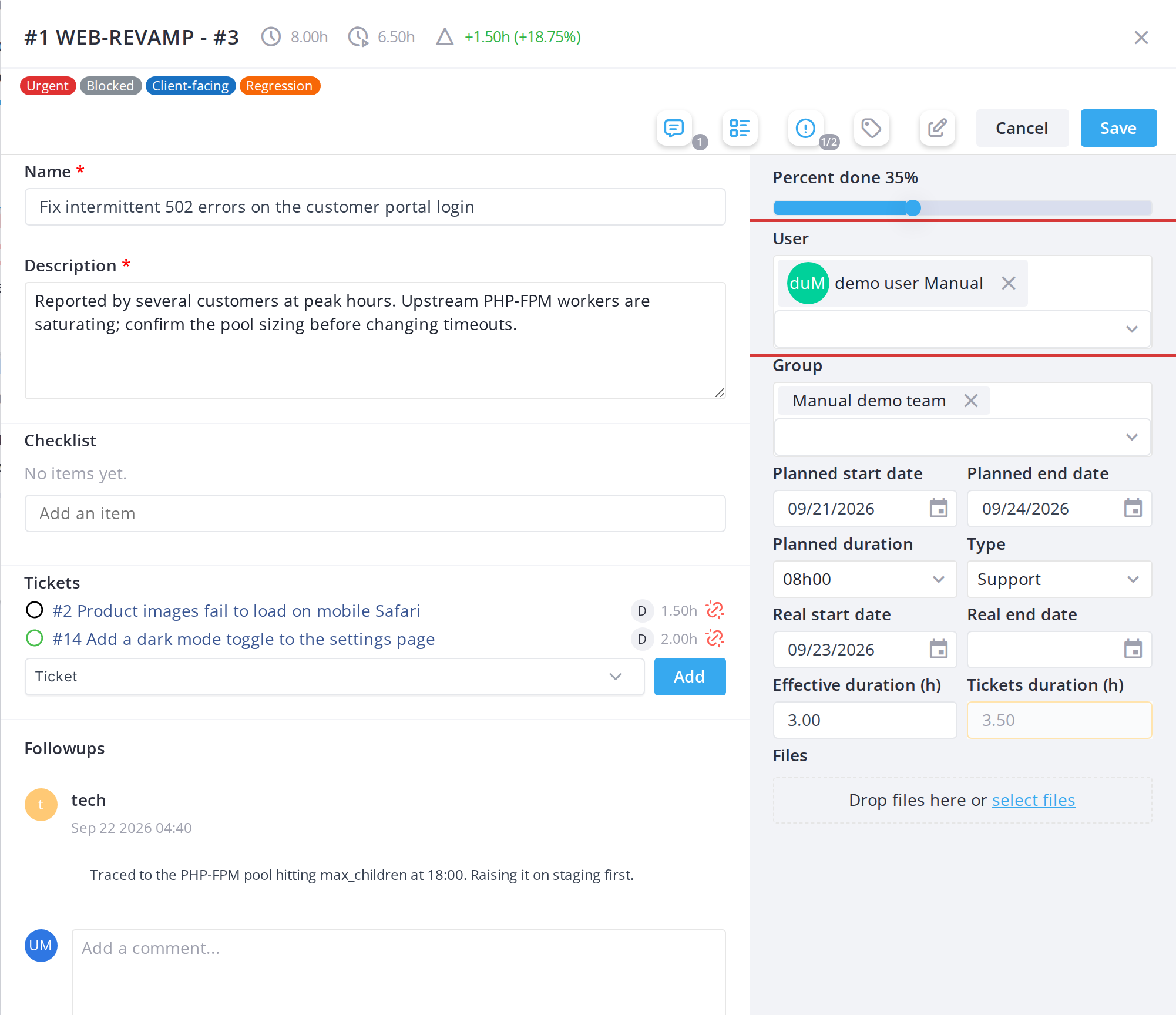 Card form fields — Assign a user