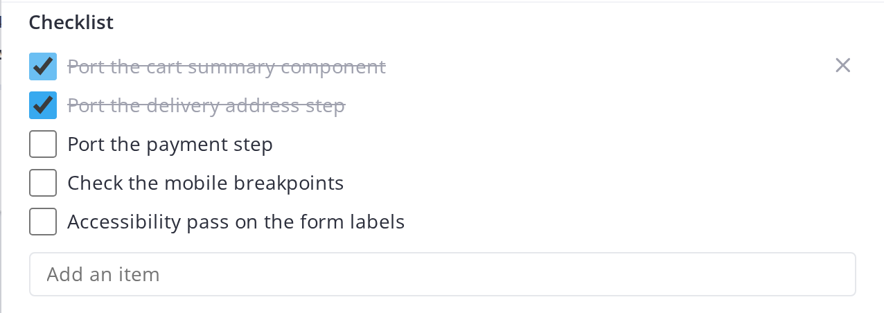 Checklists on task cards — Check off a checklist item