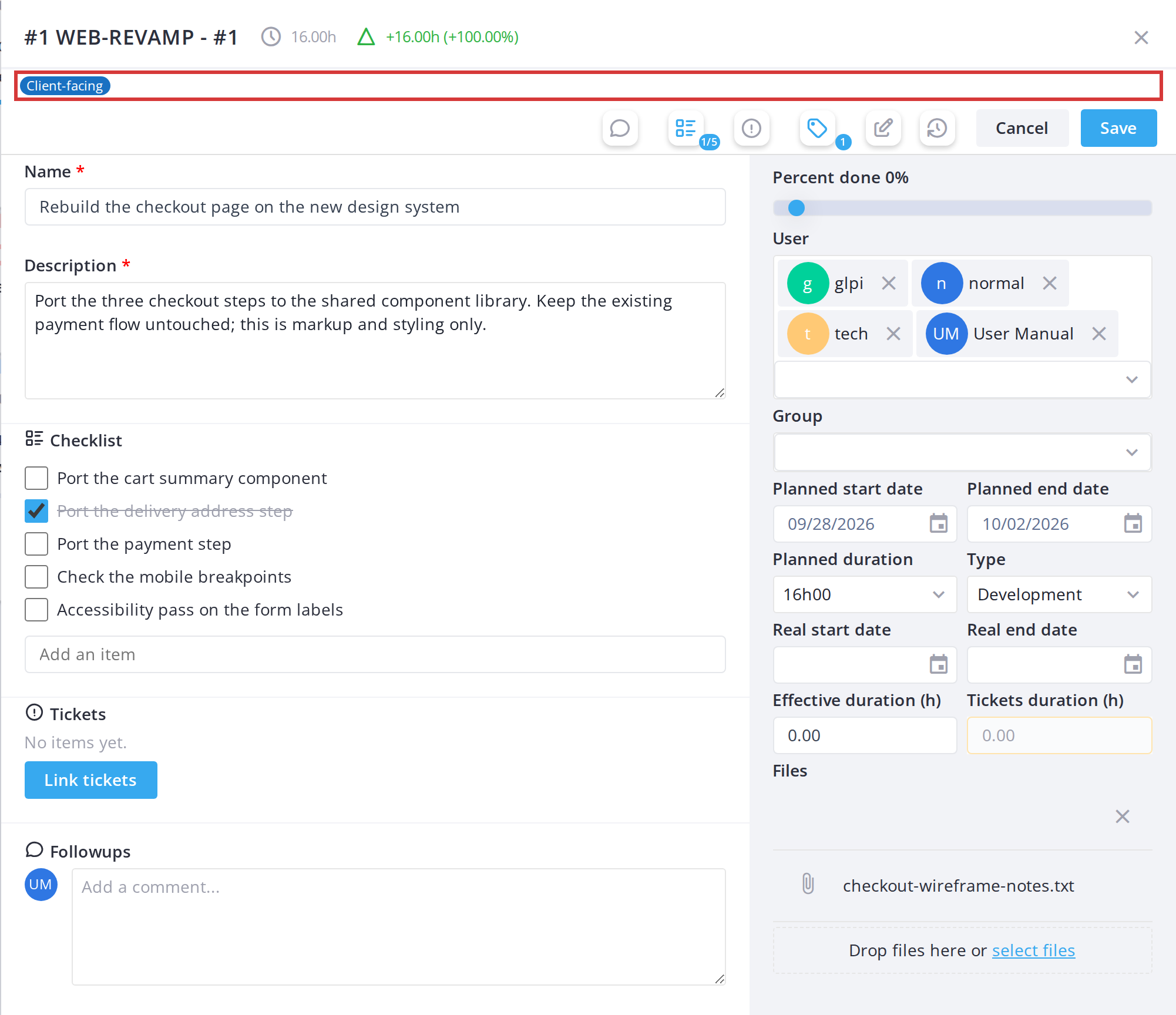 Labels on task and ticket cards — View labels on a card