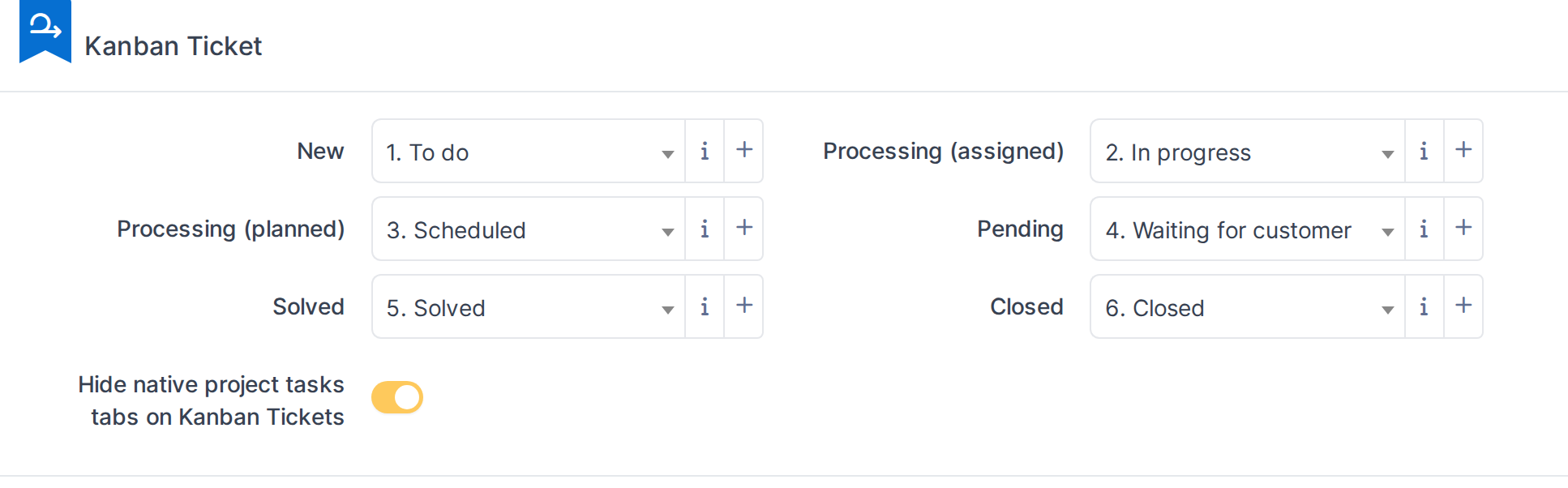 The configuration screen — Kanban Ticket