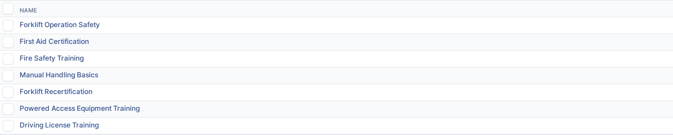 The new course appears in the list.