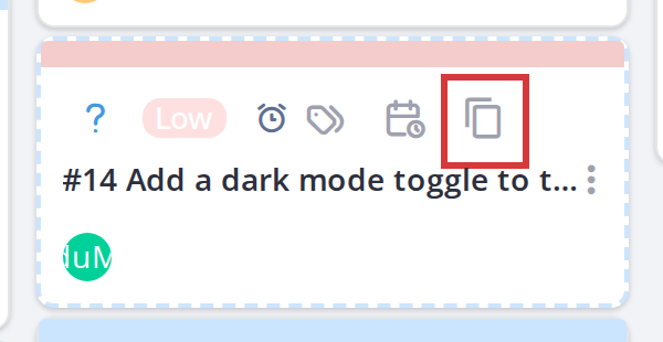 Reading a ticket card — Ticket linked to task indicator