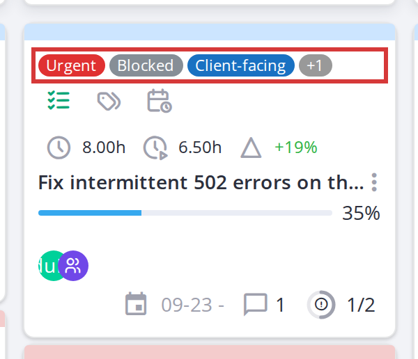 Icon meanings and tooltips — Label chips