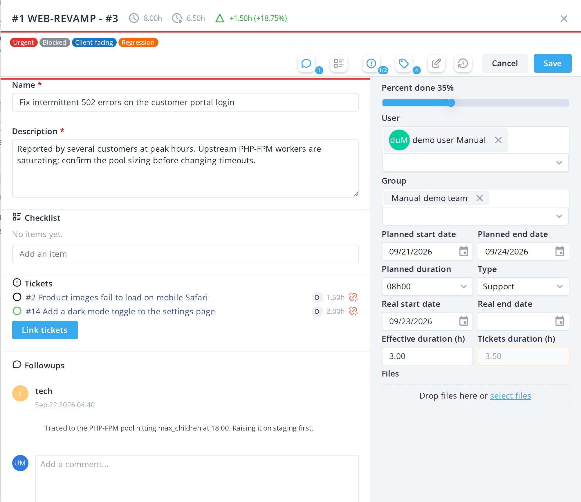 Saving card changes — Save changes