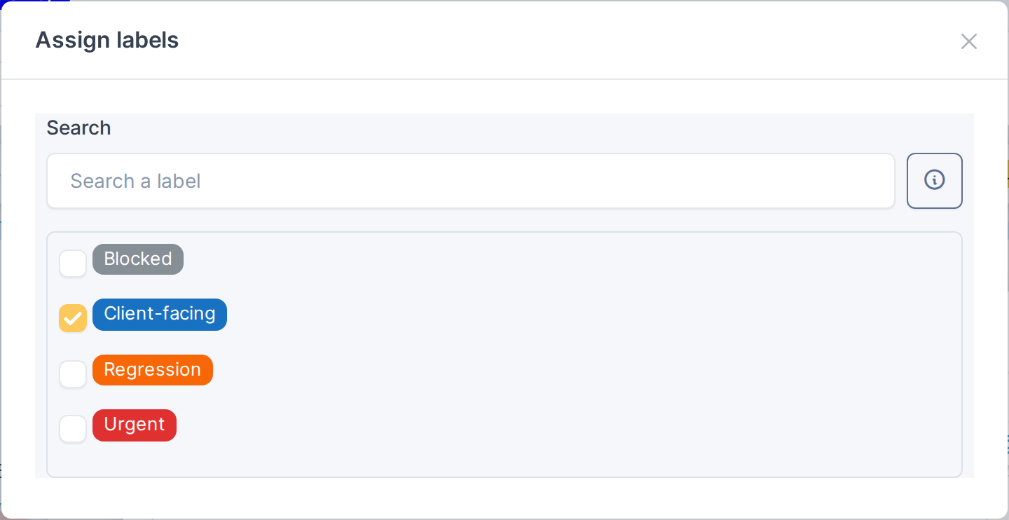 Labels on task and ticket cards — Assign a label to a card