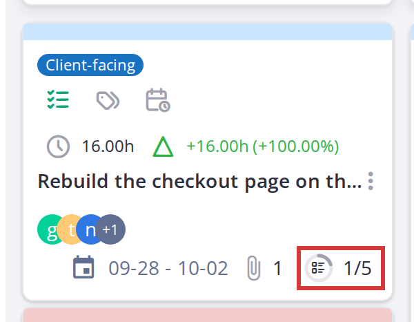 Reading a task card — Checklist icon
