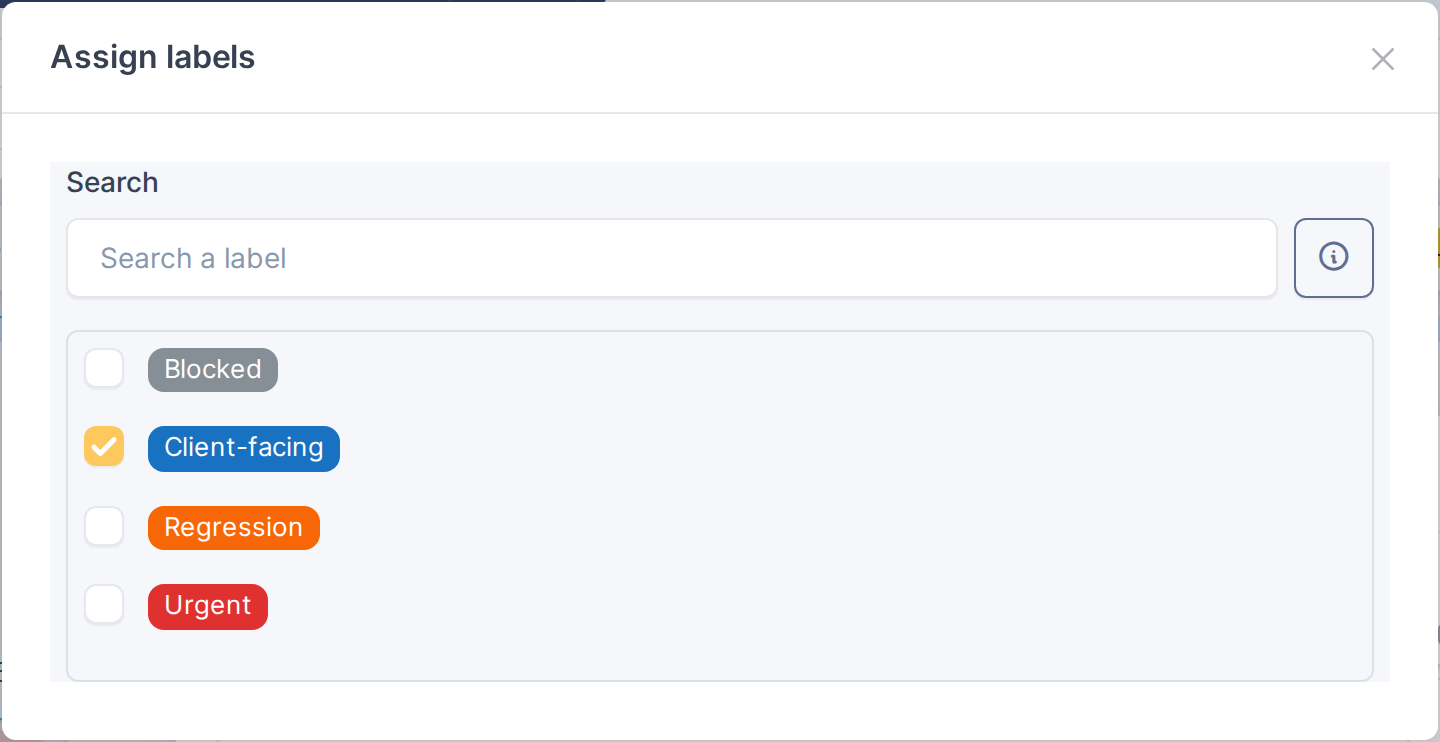Labels on task and ticket cards — Assign a label to a card