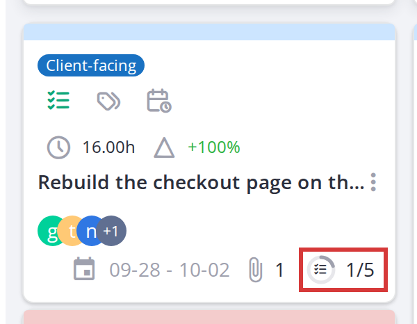 Icon meanings and tooltips — Checklist icon (task cards only)