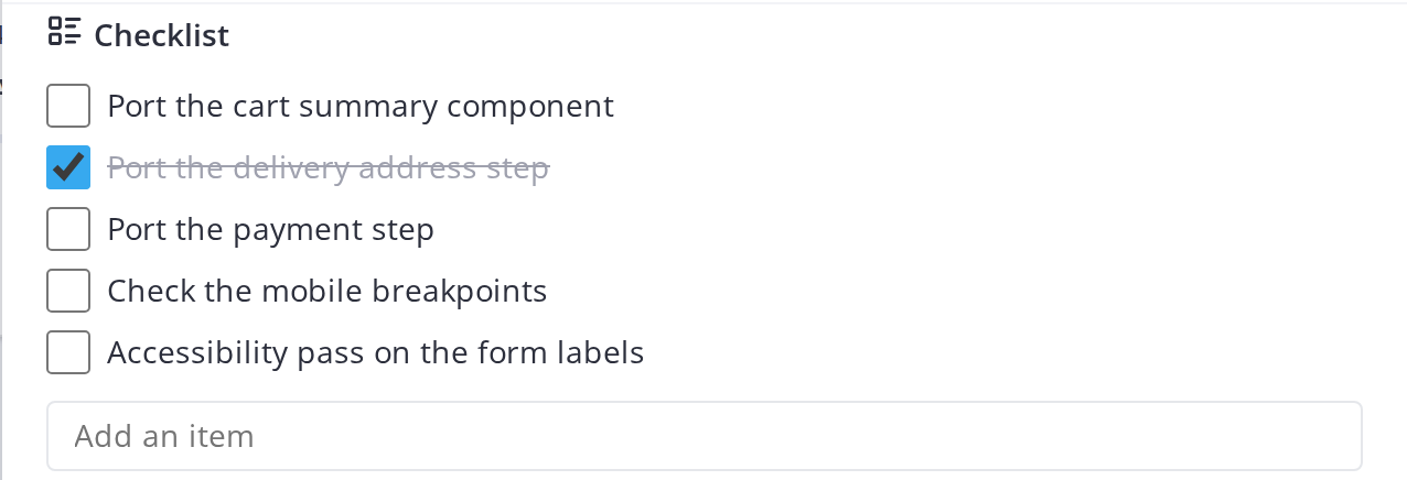 Checklists on task cards — Show/hide the checklist