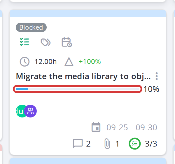 Icon meanings and tooltips — Progress bar