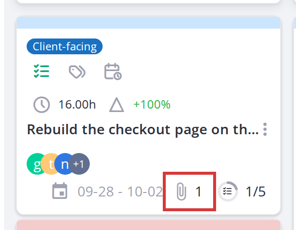 Icon meanings and tooltips — Attachments icon