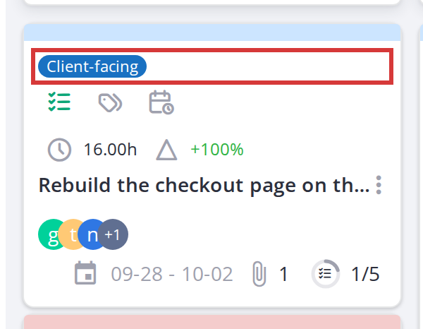 Labels on task and ticket cards — View labels on a card
