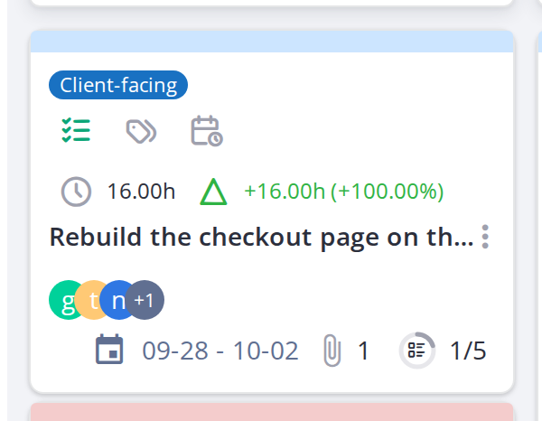 Reading a task card — Task card layout