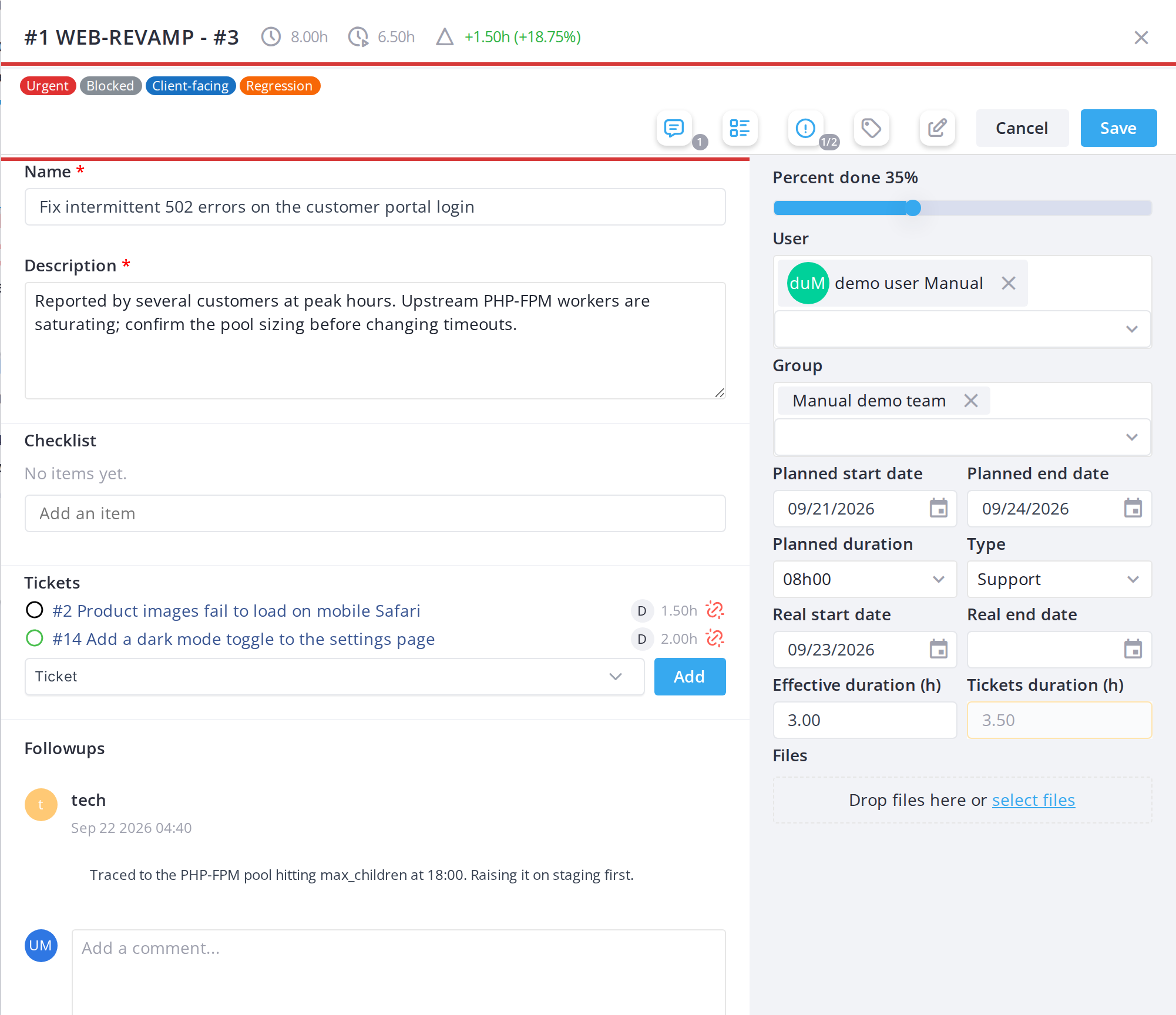 Saving card changes — Save changes