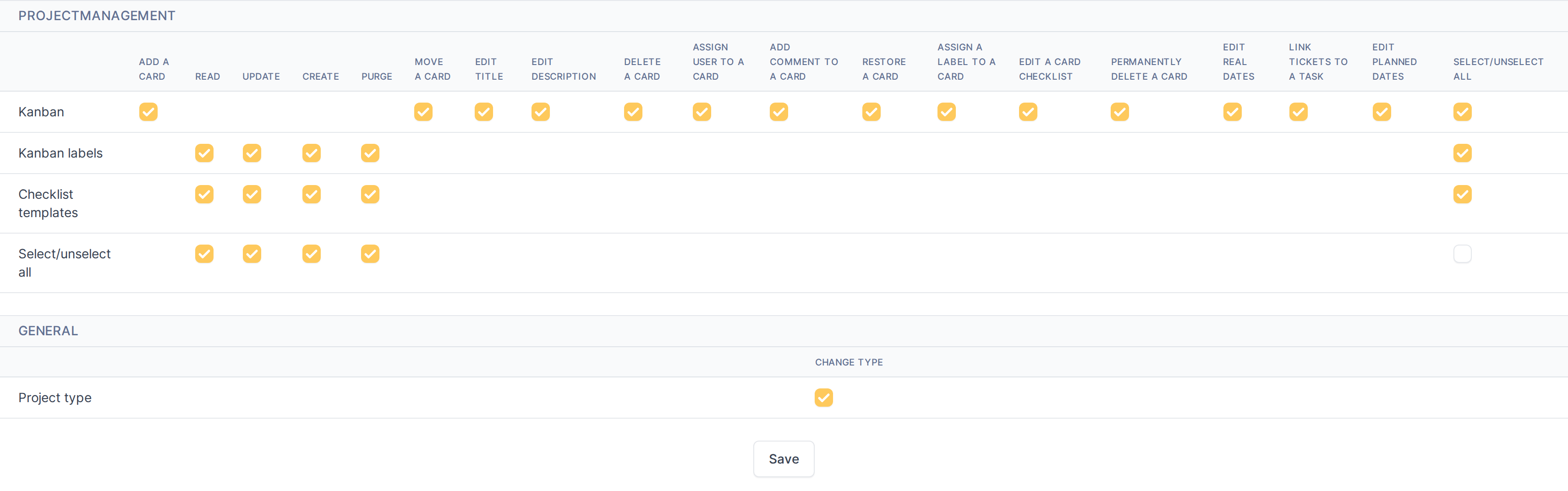 The profile rights tab — Open the Agile Project Management tab on a profile
