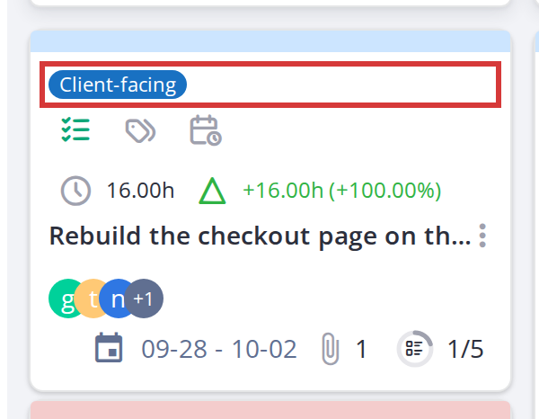 Labels on task and ticket cards — View labels on a card