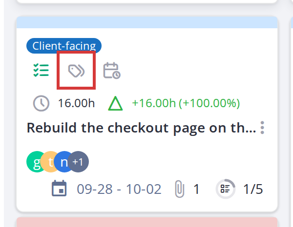 Reading a task card — Task type icon