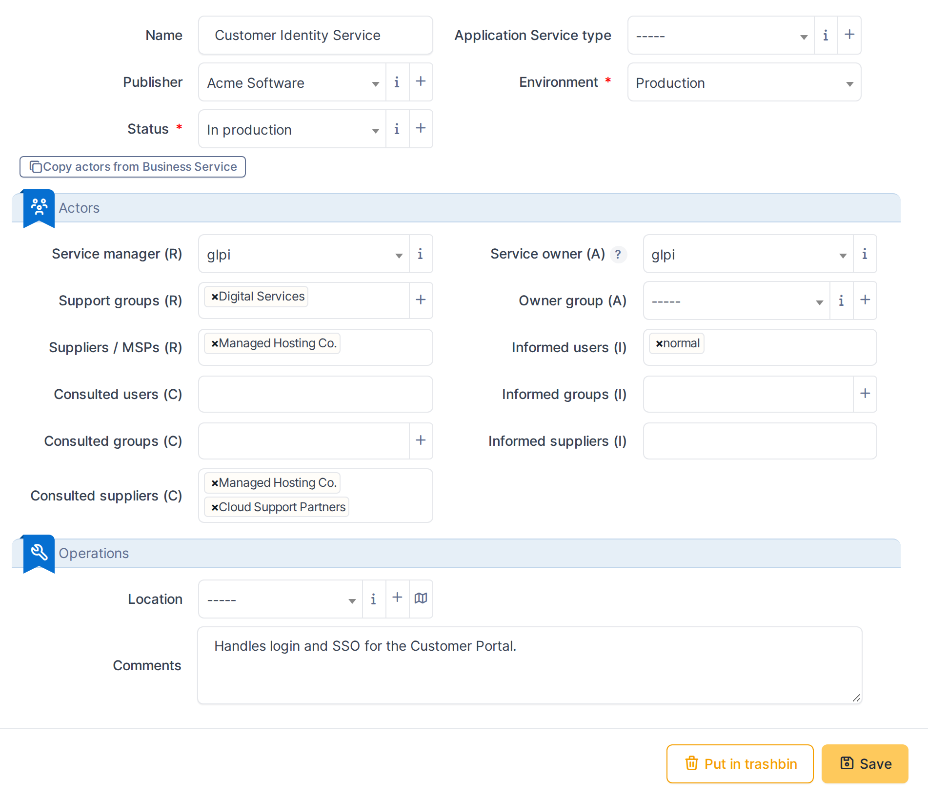An Application Service record