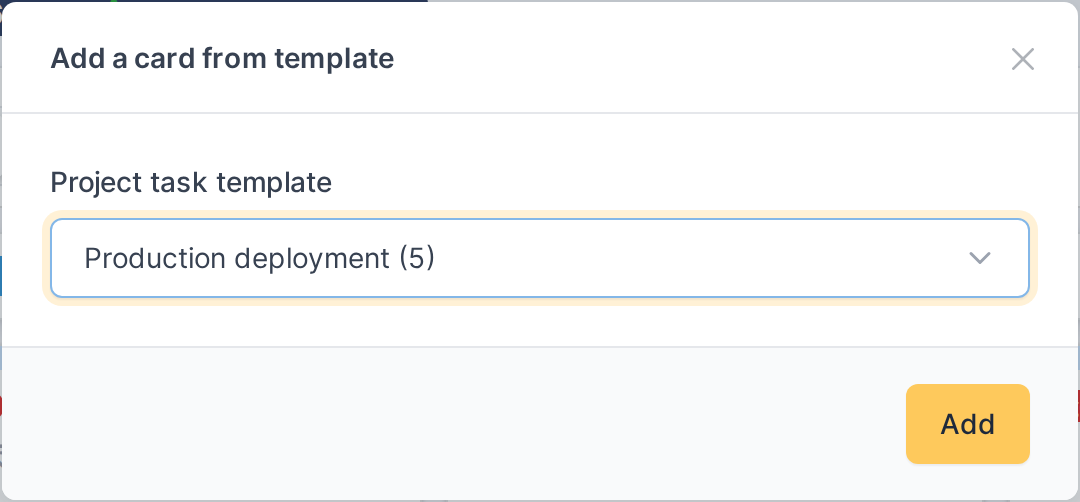 Adding a card — Add a card from a template