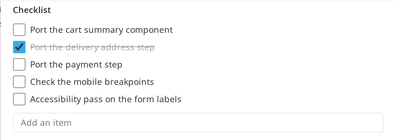 Checklists on task cards — Show/hide the checklist